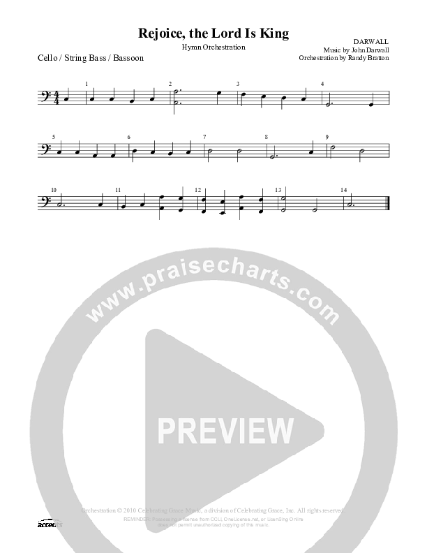 Rejoice The Lord Is King Cello/Bass ()