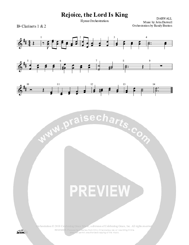 Rejoice The Lord Is King Clarinet 1/2 ()