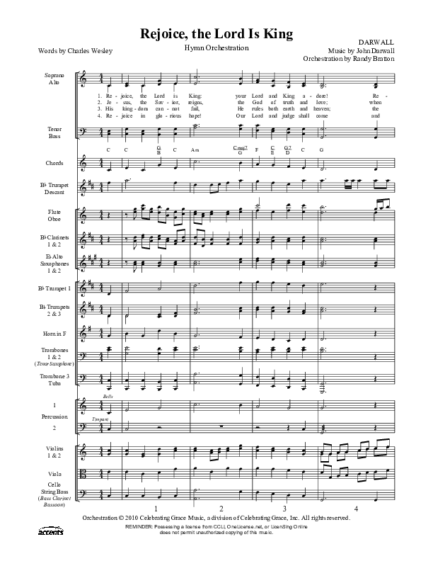 Rejoice The Lord Is King Orchestration ()