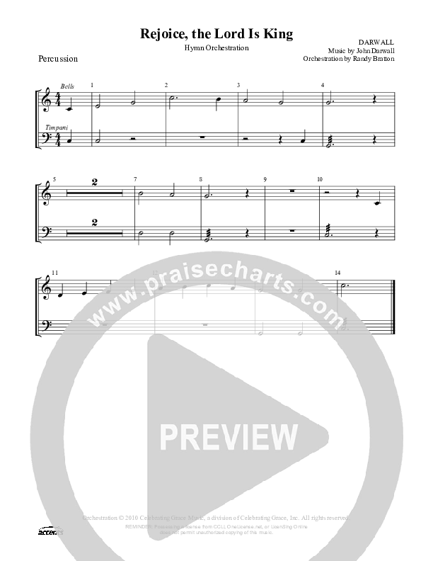 Rejoice The Lord Is King Percussion ()