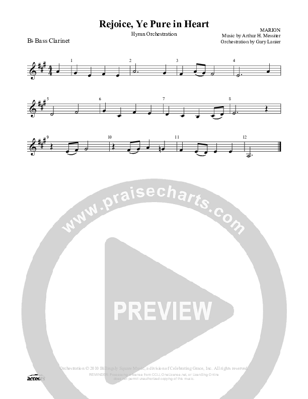 Rejoice Ye Pure In Heart Bass Clarinet ()