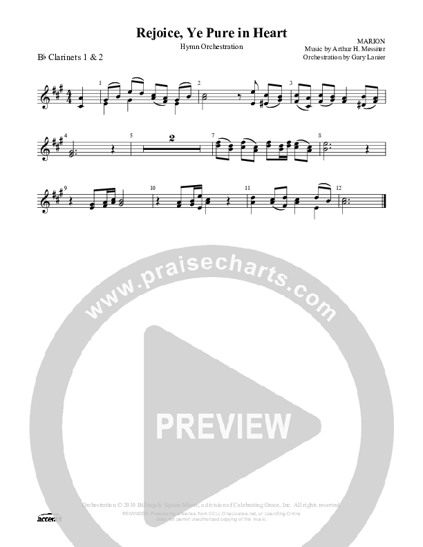 Rejoice Ye Pure In Heart Clarinet 1/2 ()