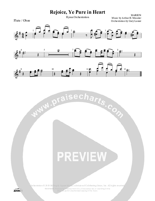 Rejoice Ye Pure In Heart Flute/Oboe ()
