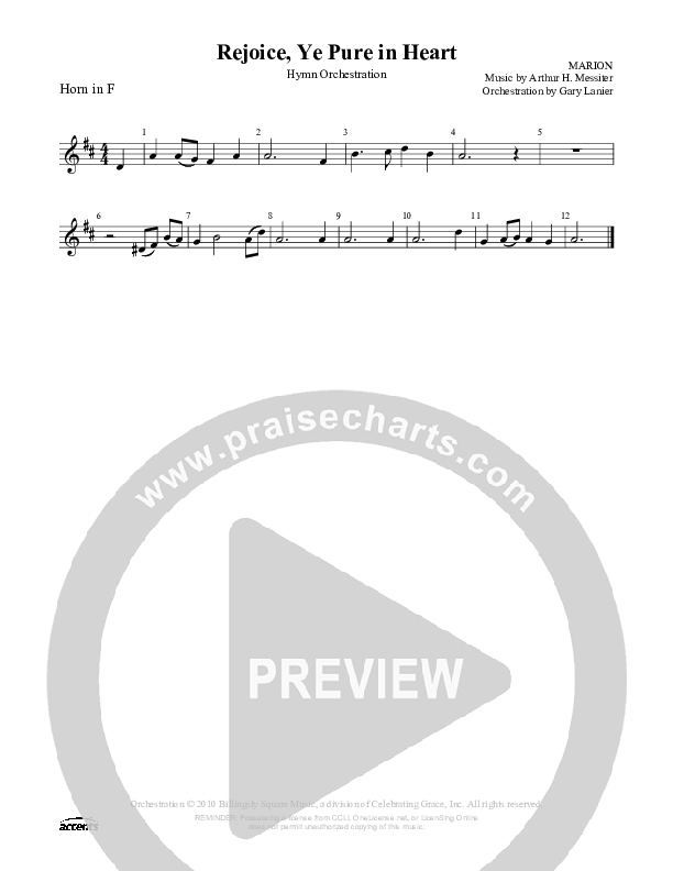 Rejoice Ye Pure In Heart French Horn ()