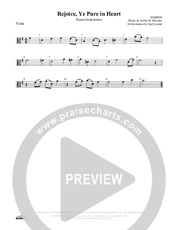 Rejoice Ye Pure In Heart Viola ()