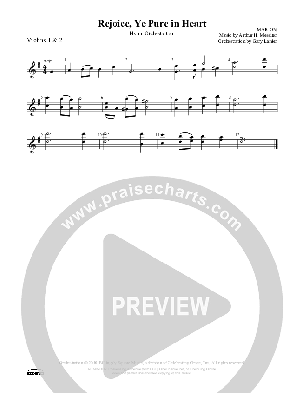 Rejoice Ye Pure In Heart Violin 1/2 ()