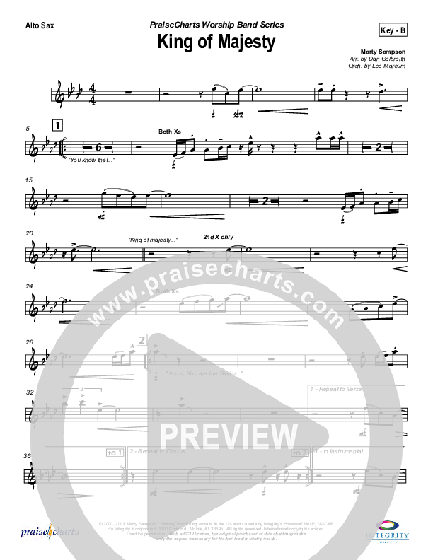 King Of Majesty Alto Sax (Hillsong Worship)