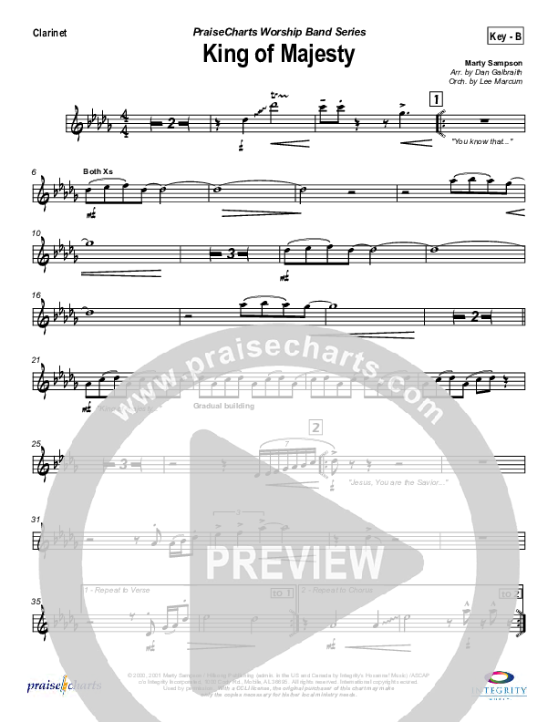 King Of Majesty Clarinet (Hillsong Worship)