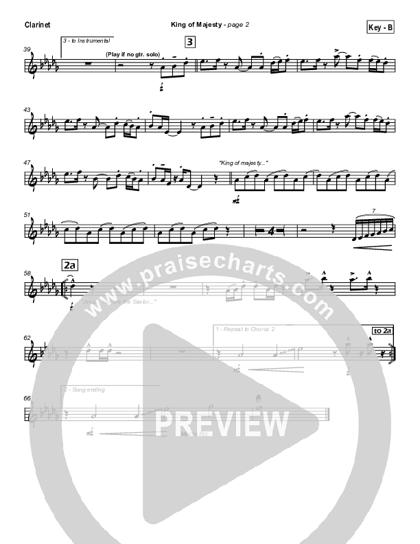 King Of Majesty Clarinet (Hillsong Worship)