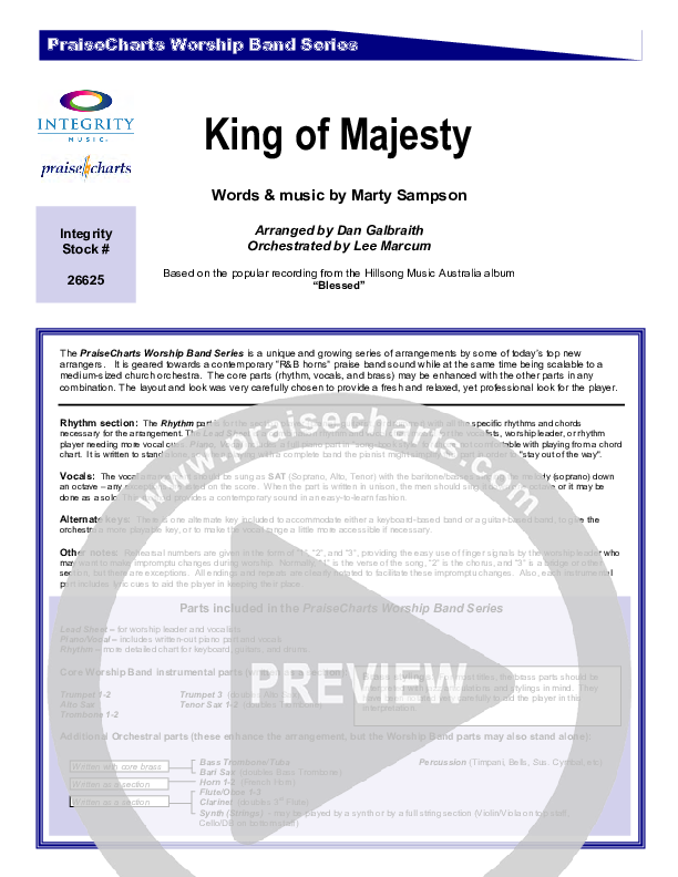 King Of Majesty Cover Sheet (Hillsong Worship)