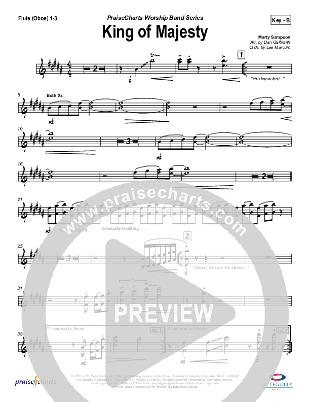 King Of Majesty Flute/Oboe 1/2/3 (Hillsong Worship)