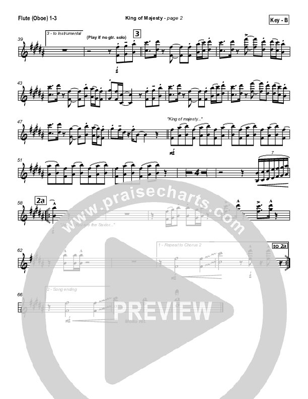 King Of Majesty Flute/Oboe 1/2/3 (Hillsong Worship)