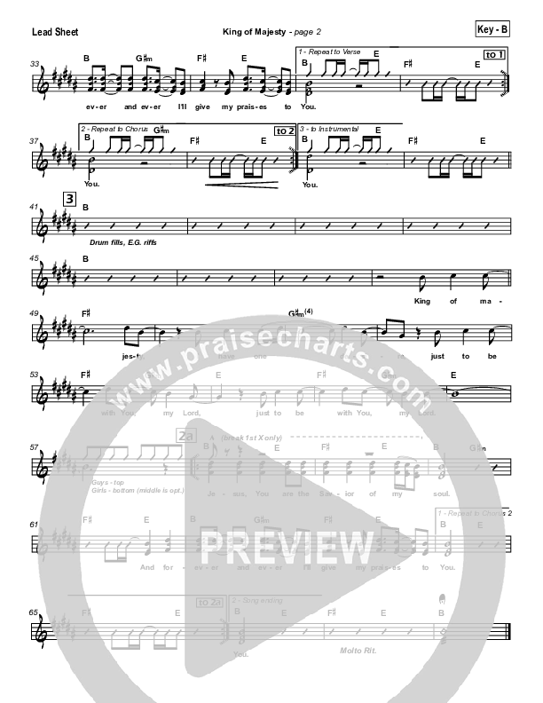 King Of Majesty Lead Sheet (Hillsong Worship)