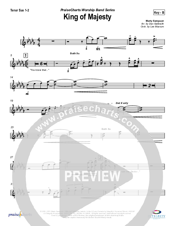 King Of Majesty Tenor Sax 1/2 (Hillsong Worship)