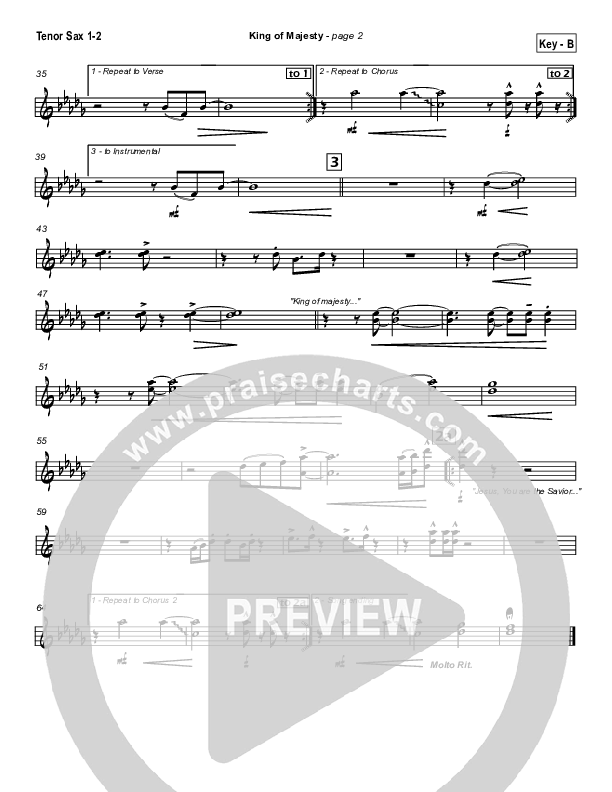 King Of Majesty Tenor Sax 1/2 (Hillsong Worship)