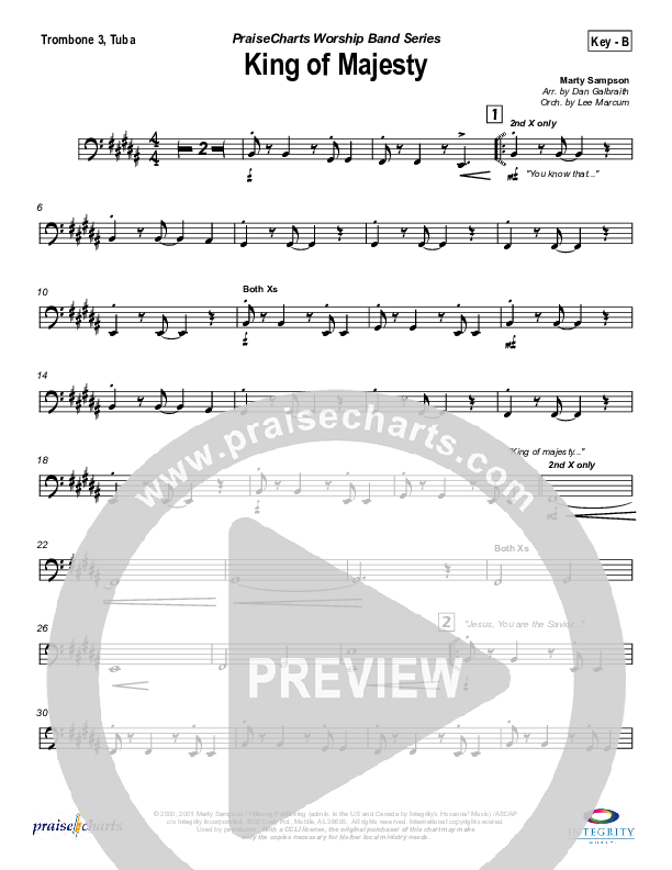 King Of Majesty Trombone 3/Tuba (Hillsong Worship)
