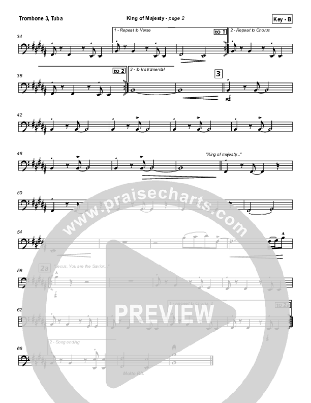 King Of Majesty Trombone 3/Tuba (Hillsong Worship)