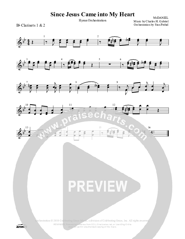 Since Jesus Came Into My Heart Clarinet 1/2 ()