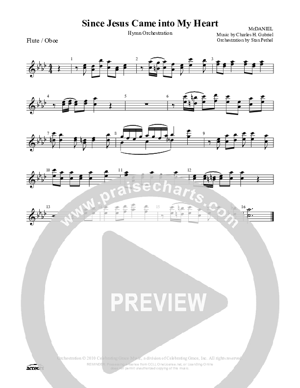 Since Jesus Came Into My Heart Flute/Oboe ()
