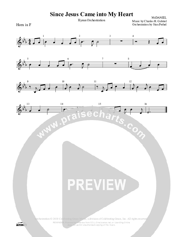 Since Jesus Came Into My Heart French Horn ()