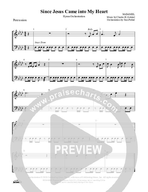 Since Jesus Came Into My Heart Percussion ()