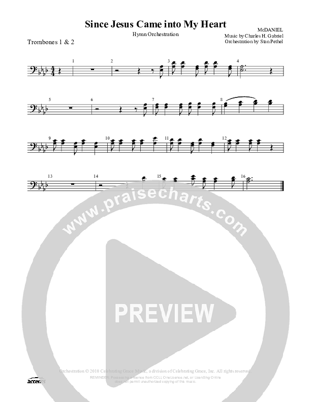 Since Jesus Came Into My Heart Trombone 1/2 ()
