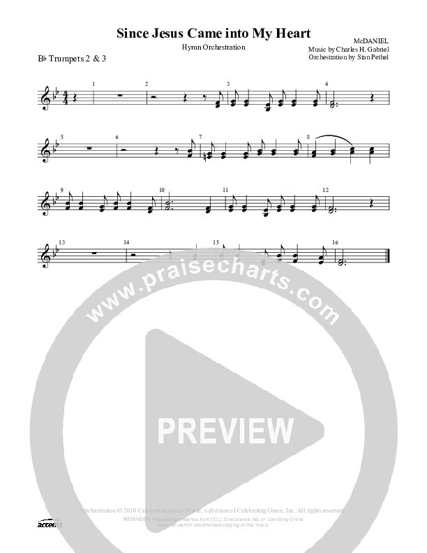Since Jesus Came Into My Heart Trumpet 2/3 ()