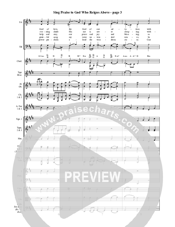 Sing Praise To God Who Reigns Above Conductor's Score ()