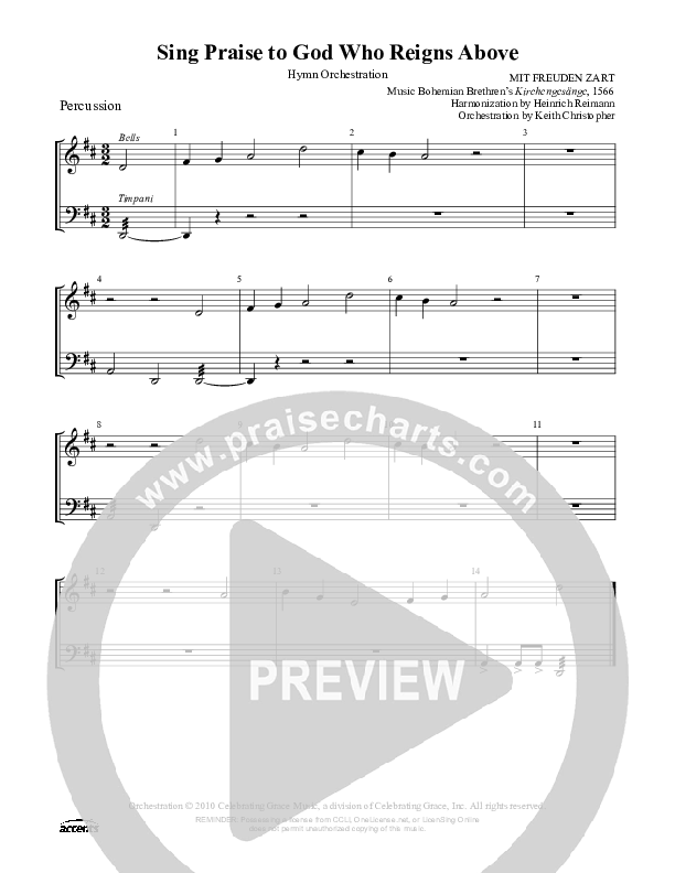 Sing Praise To God Who Reigns Above Percussion ()