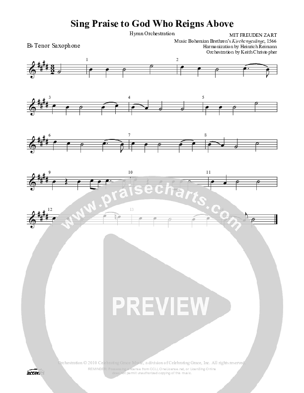 Sing Praise To God Who Reigns Above Tenor Sax 2 ()