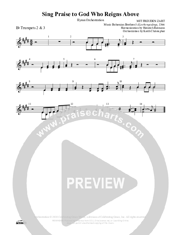 Sing Praise To God Who Reigns Above Trumpet 2/3 ()
