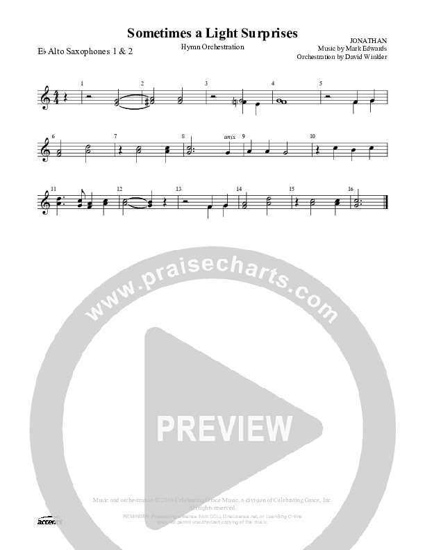 Sometimes A Light Surprises Alto Sax ()