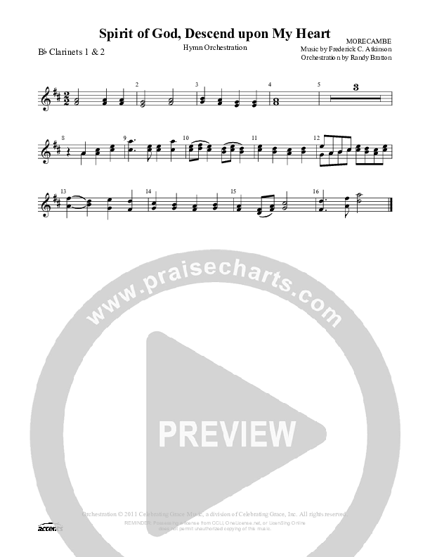 Spirit Of God Descend Upon My Heart Clarinet 1/2 ()