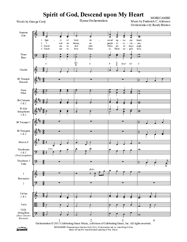 Spirit Of God Descend Upon My Heart Conductor's Score ()