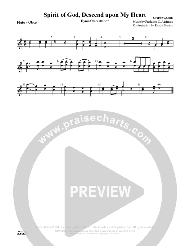 Spirit Of God Descend Upon My Heart Flute/Oboe ()