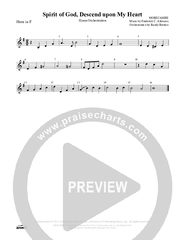 Spirit Of God Descend Upon My Heart French Horn ()