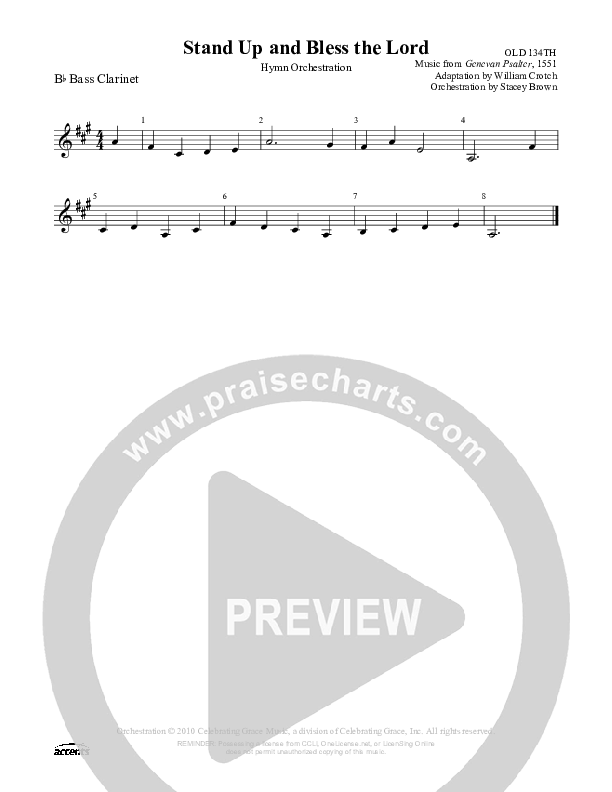 Stand Up And Bless The Lord Bass Clarinet ()
