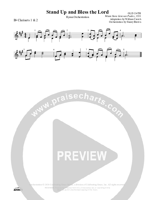 Stand Up And Bless The Lord Clarinet 1/2 ()