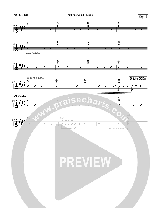 You Are Good Acoustic Guitar Sheet Music PDF (Lakewood Church) -  PraiseCharts