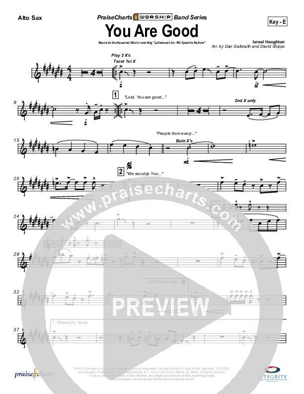 You Are Good Alto Sax (Lakewood Church)