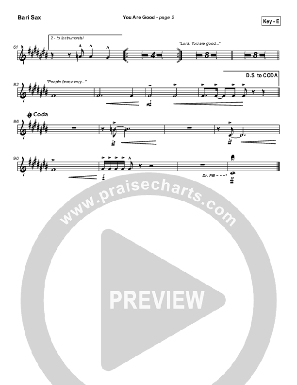 You Are Good Bari Sax (Lakewood Church)