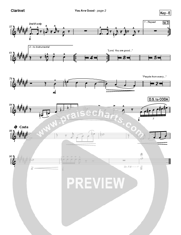 You Are Good Clarinet (Lakewood Church)