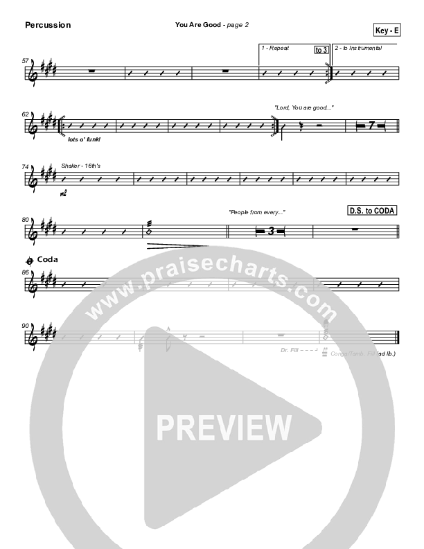 You Are Good Percussion (Lakewood Church)