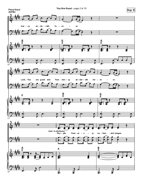 You Are Good  Piano/Vocal (SATB) (Lakewood Church)