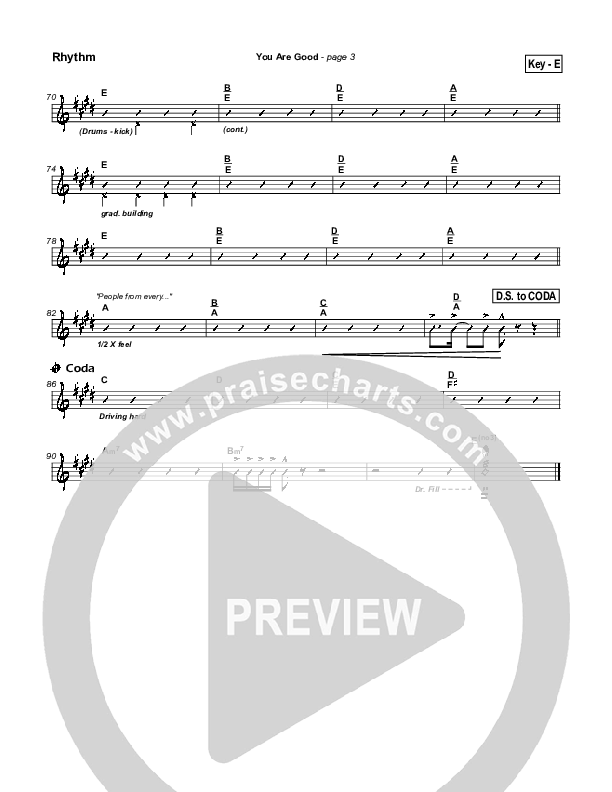 You Are Good Rhythm Chart (Lakewood Church)