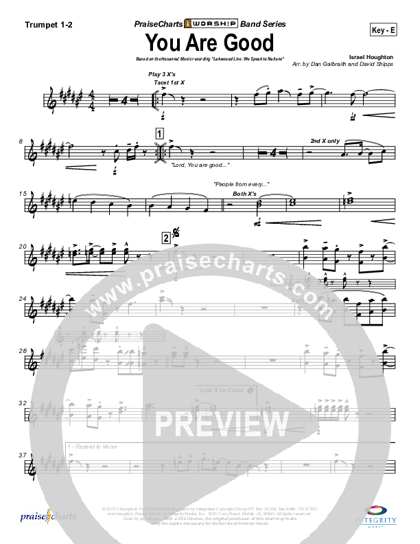 You Are Good Brass Pack (Lakewood Church)