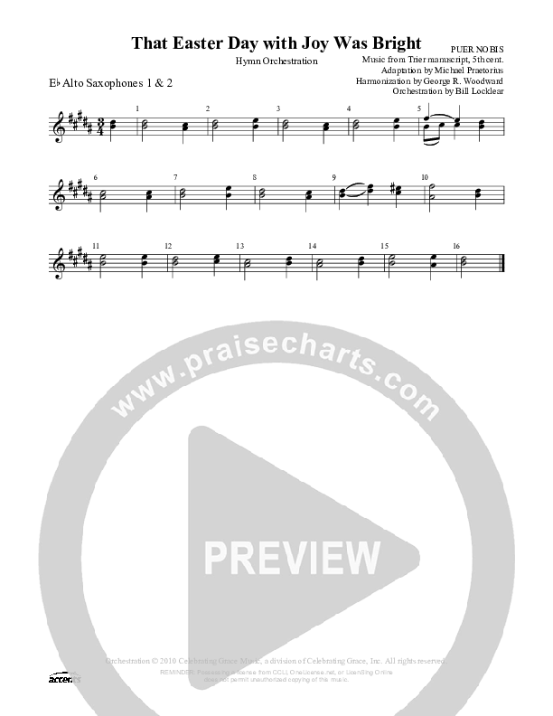 That Easter Day With Joy Was Bright Alto Sax 1/2 ()