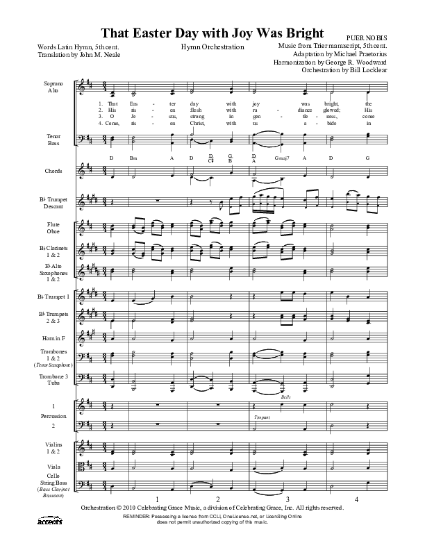 That Easter Day With Joy Was Bright Orchestration ()