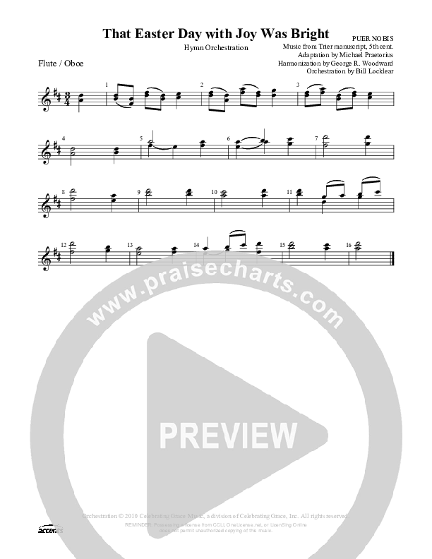 That Easter Day With Joy Was Bright Flute/Oboe ()