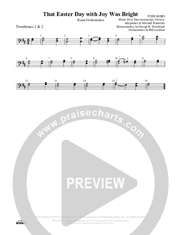 That Easter Day With Joy Was Bright Trombone 1/2 ()